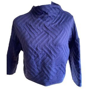 Zara Mock Neck Nylon Sweater - M purple , nylon